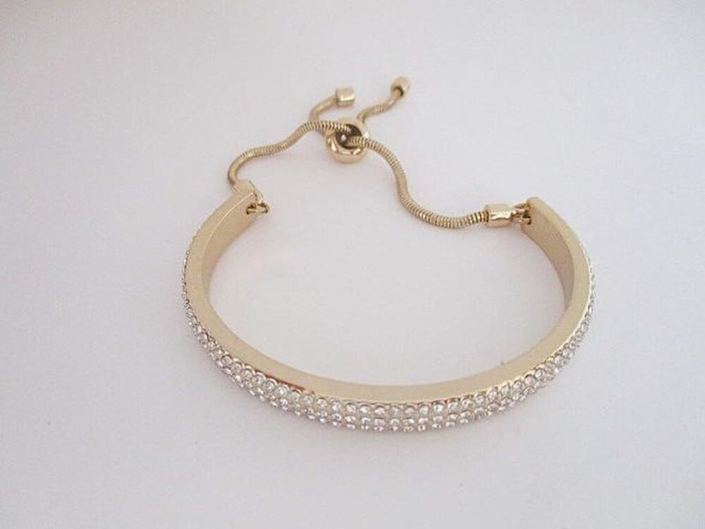 1973 NWOT Alfani Pave Crystals Curved Slider Bar Bracelet Bangle Thick Bracelet